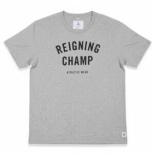 Reigning Champ Athletic Wear Gray T-Shirt Men's XL Logo Graphic Cotton Crewneck